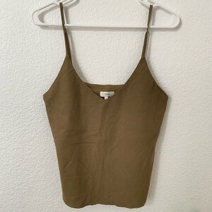 OZMA Silk Noil Olive Camisole Tank Top